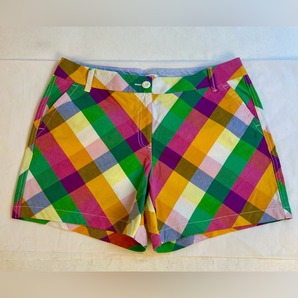 New Crown & Ivy Women’s Colorful Checkered Pattern Twill Shorts / Sz 12